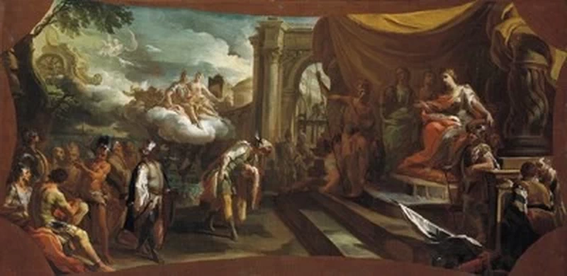 Enea davanti a Didone nel tempio di Giunone a Cartago